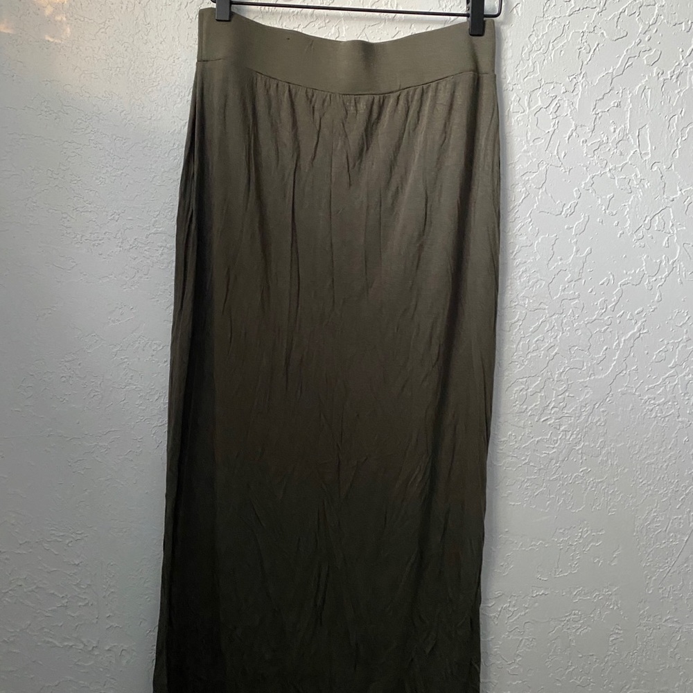 Olive green maxi skirt.